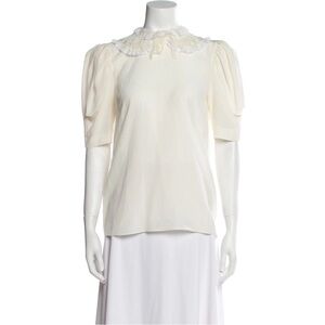 NWT Miu Miu Silk Puff Sleeved Blouse in Ivory size 8